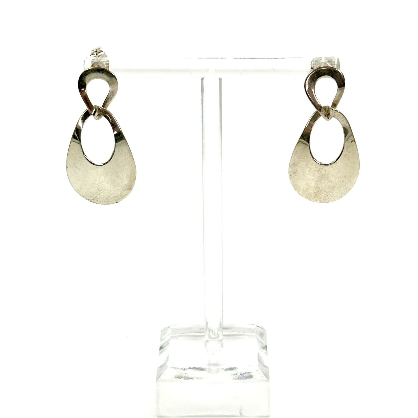 Silver Hoop Drop Earrings