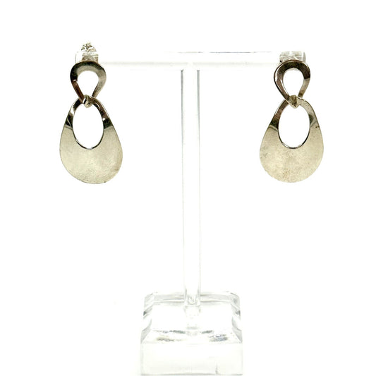 Silver Hoop Drop Earrings