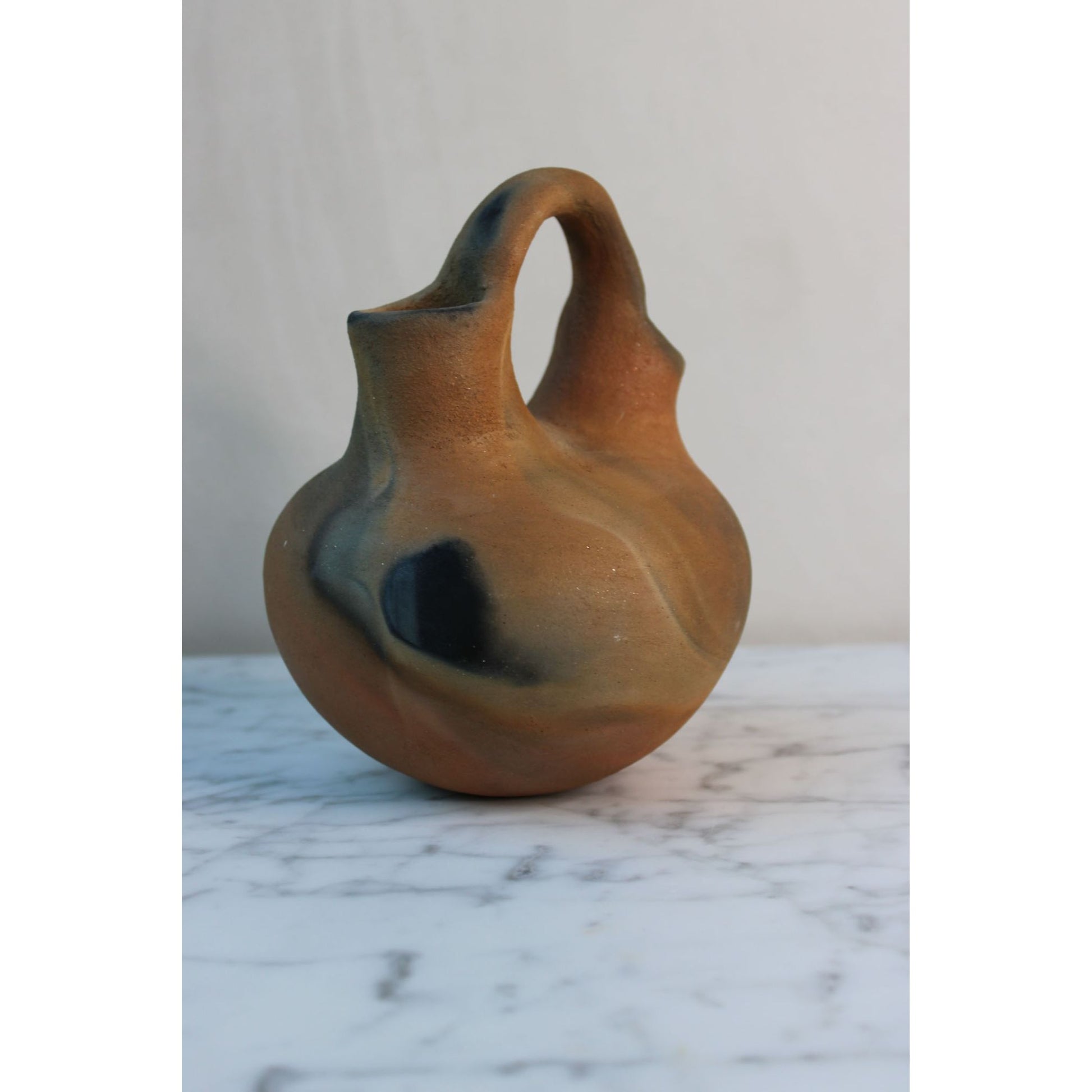 Mexican Pottery Terracotta VaseMexican Burnished Clay Vase with Handle