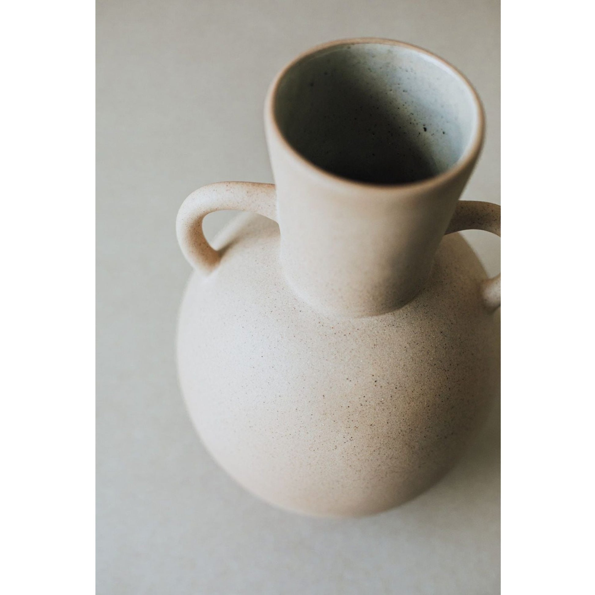 Handcrafted Light Terracotta Ceramic Vase with Handles