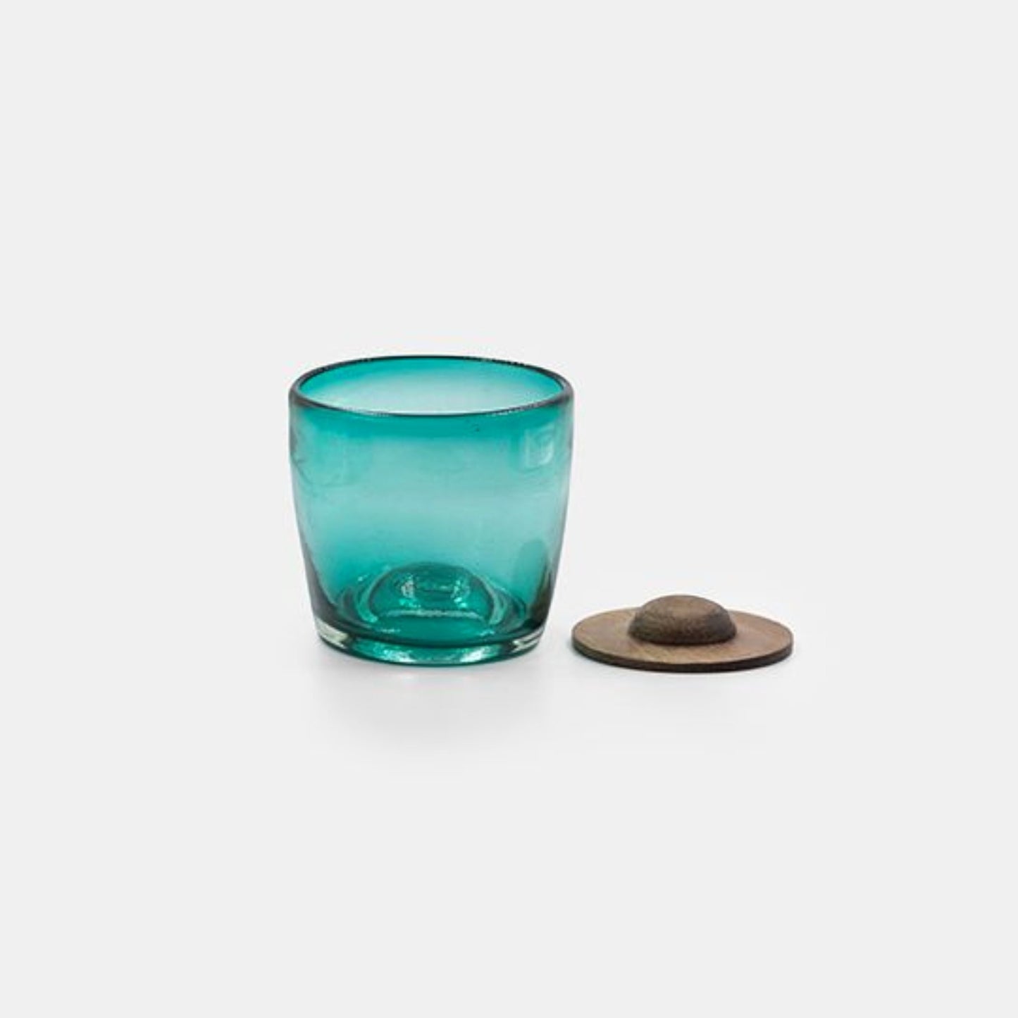 Hand-Blown Glass Tumbler with Wooden Coaster