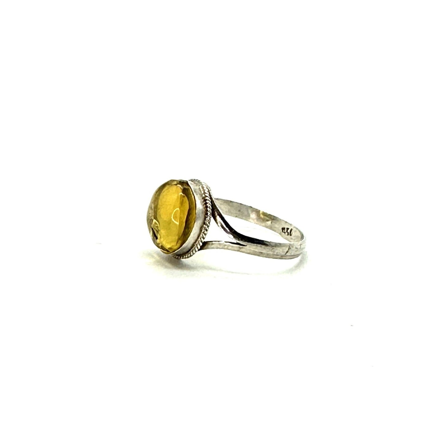 Amber Silver Ring