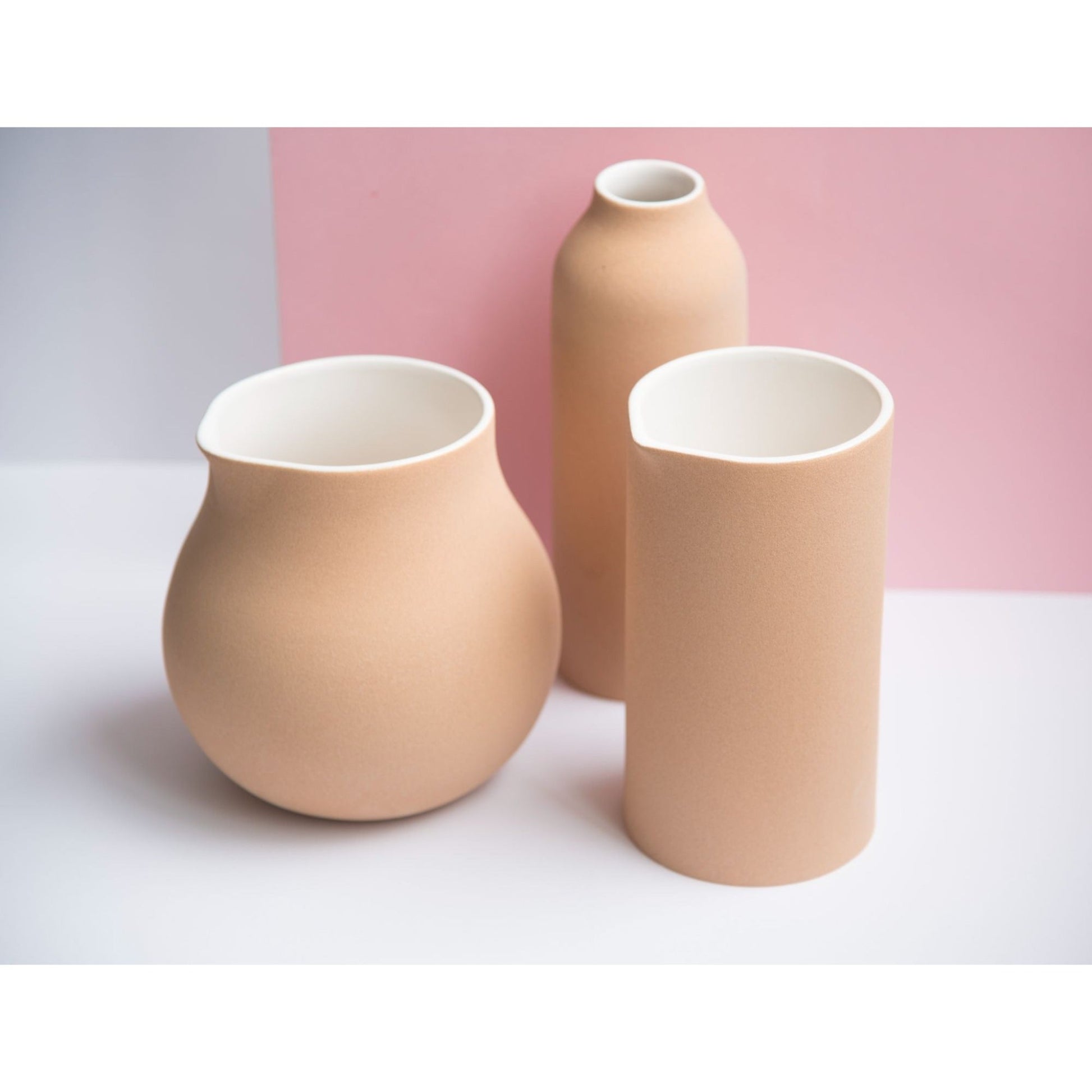 Handcrafted Terracotta Vase with White Glaze 