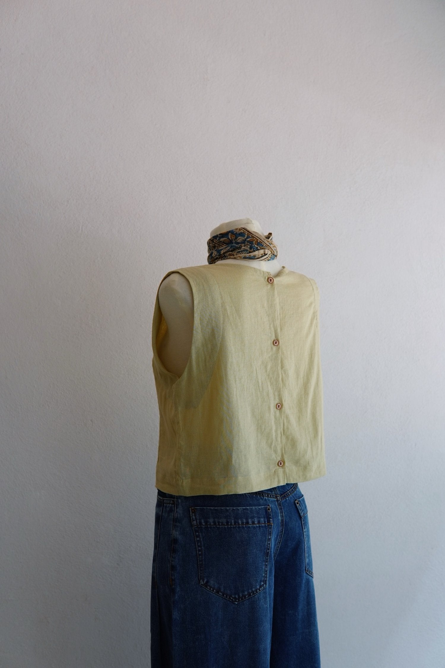 Handmade Linen Button Back Top