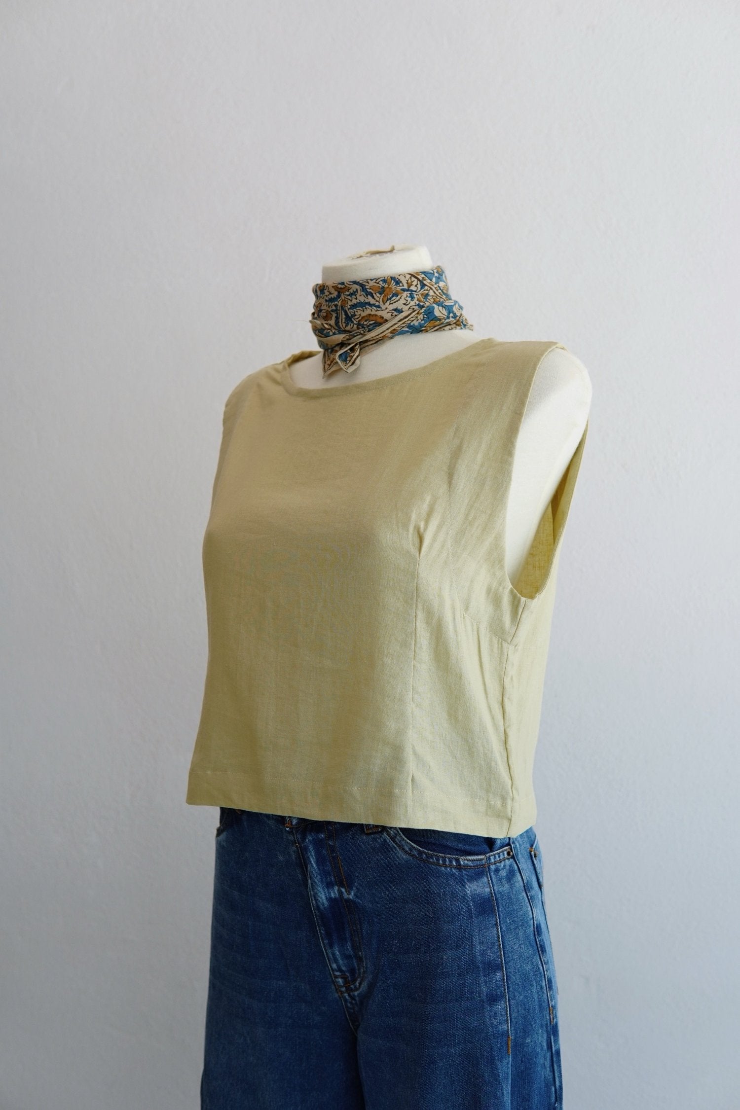 Handmade Linen Button Back Top