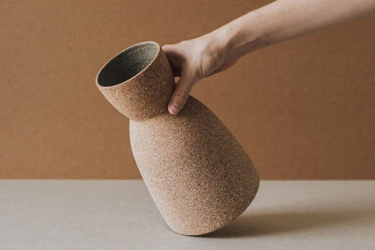 Handmade Terracotta Cork Clock Vase 