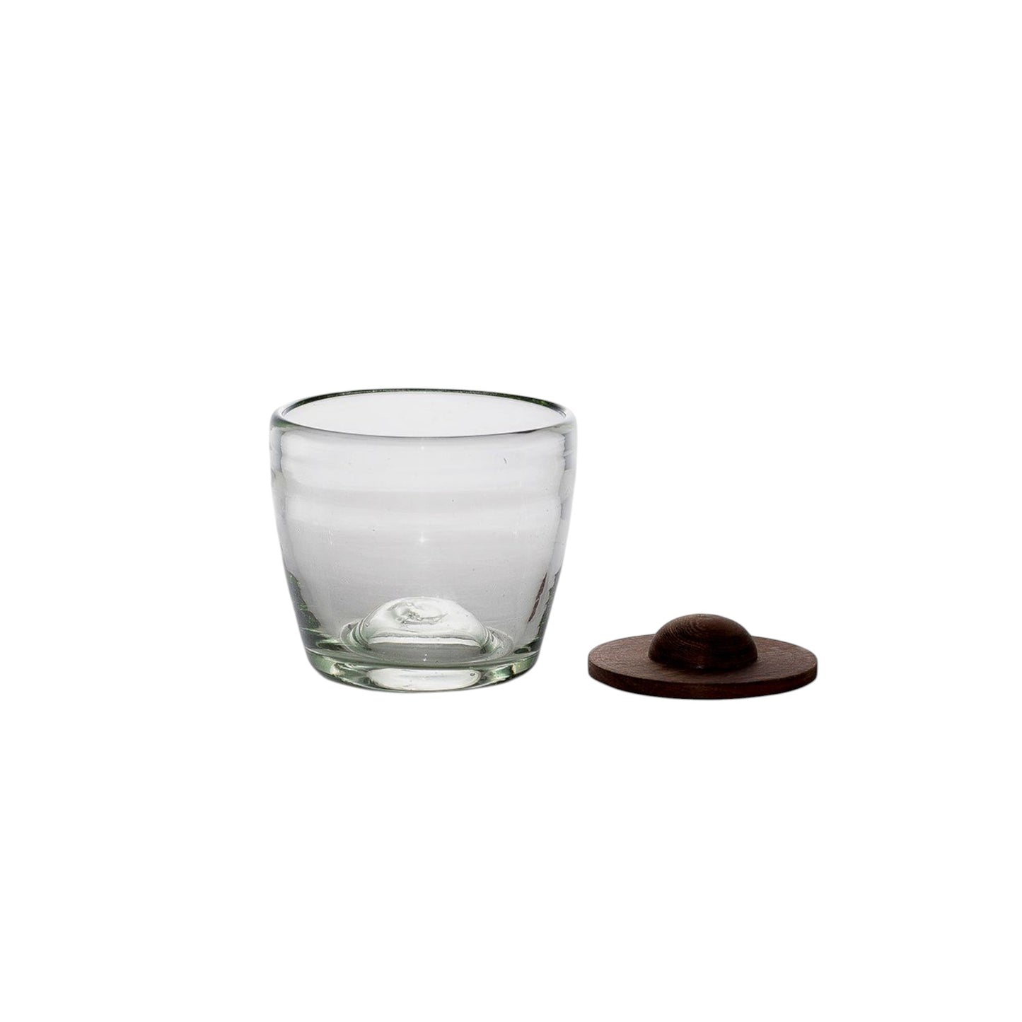 Hand-Blown Glass Tumbler with Wooden Coaster