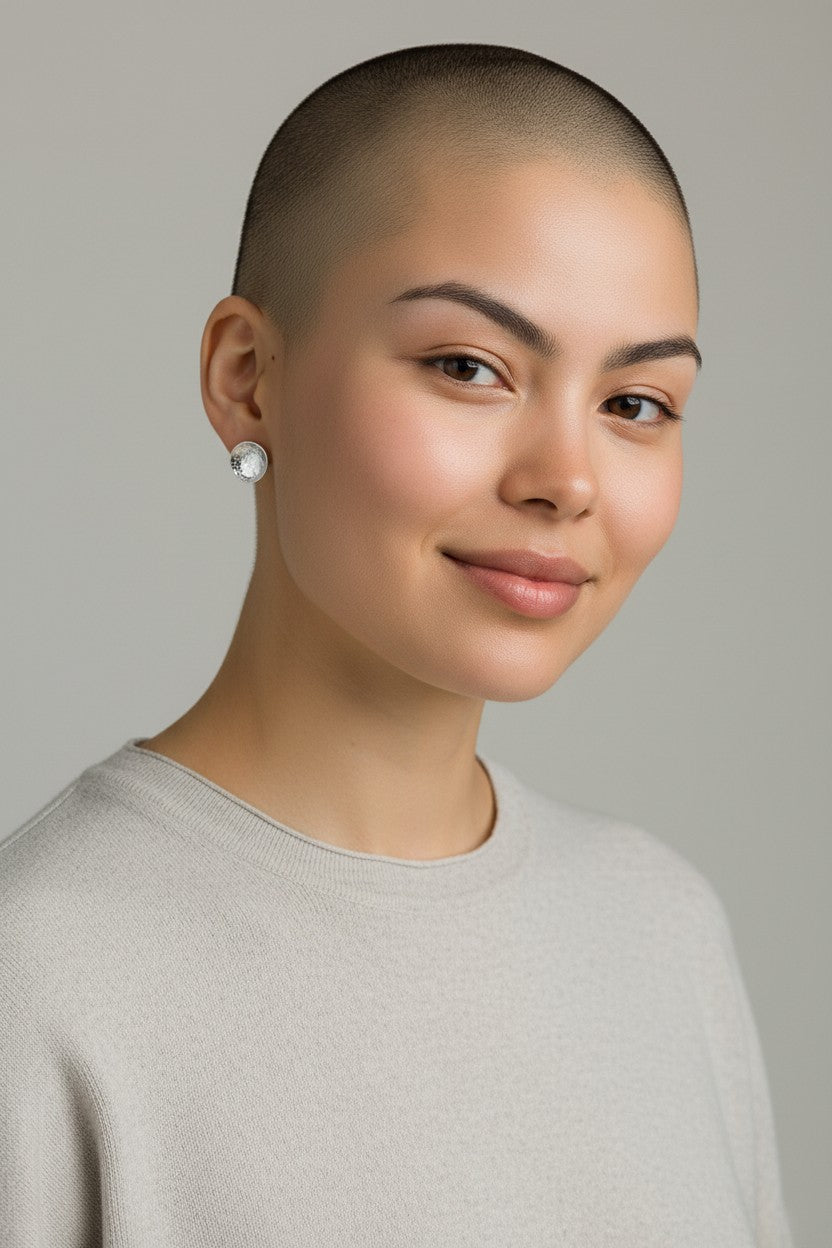 Kylix Bowl stud earrings, bronze base with 24k gold or sterling silver plating, hammered bowl design, handmade in Mexico