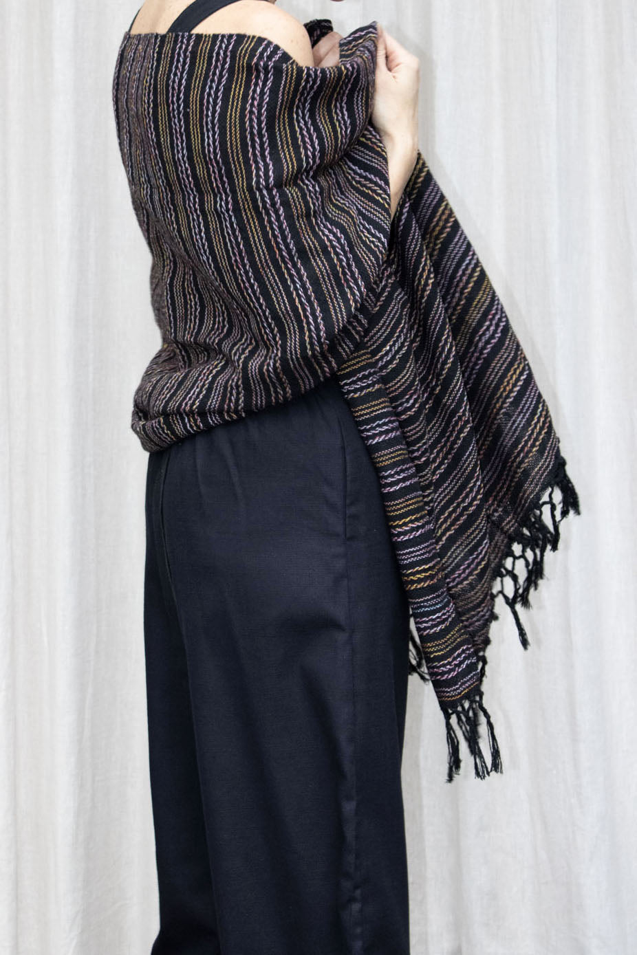 Cotton Backstrap Loom Woven Rebozo Shawl,