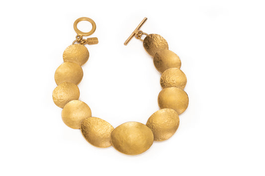 Handmade Gold Hammered Disc Bracelet 