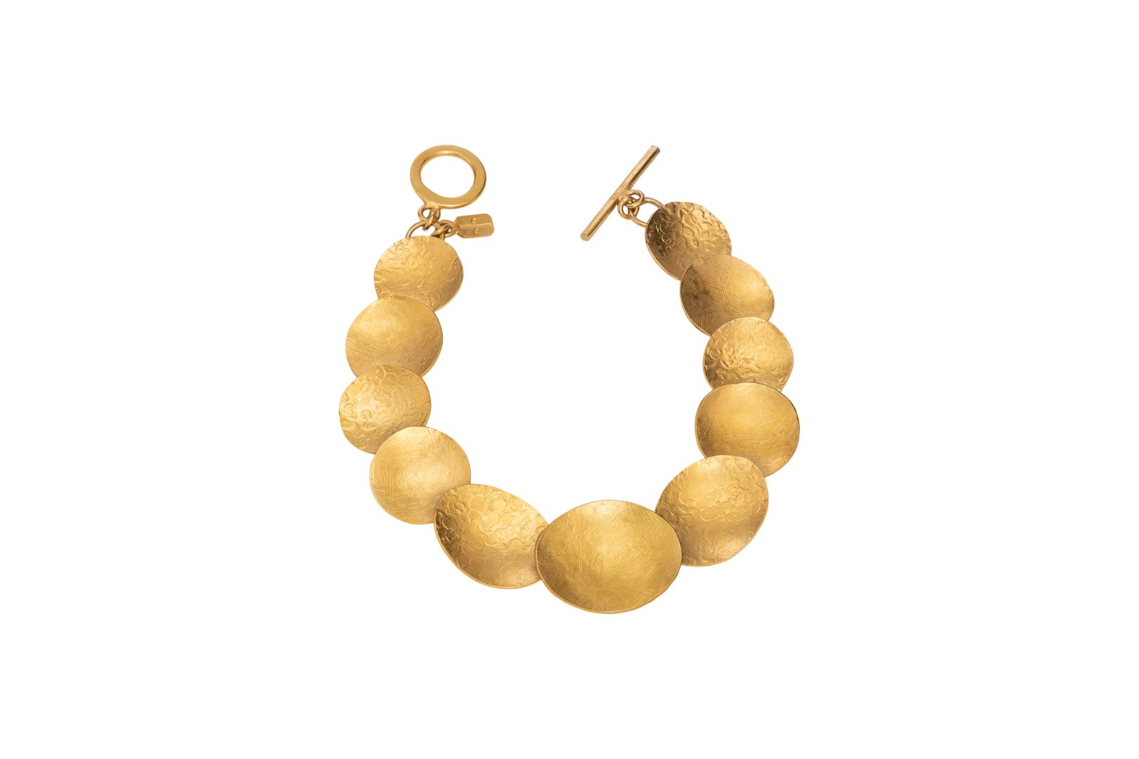 Kylix hammered disc cuff in gold or silver plated bronze, handcrafted Mexican jewelry