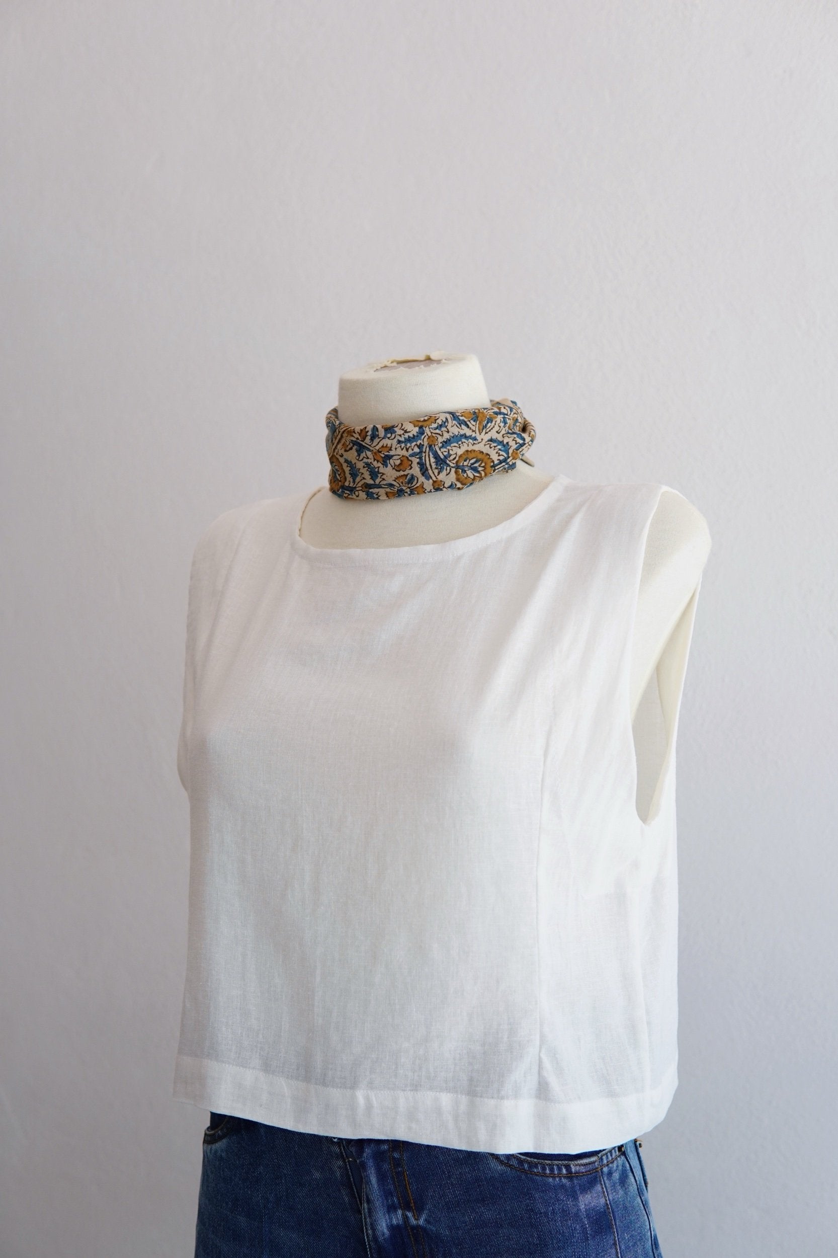 Handmade Linen Button Back Top