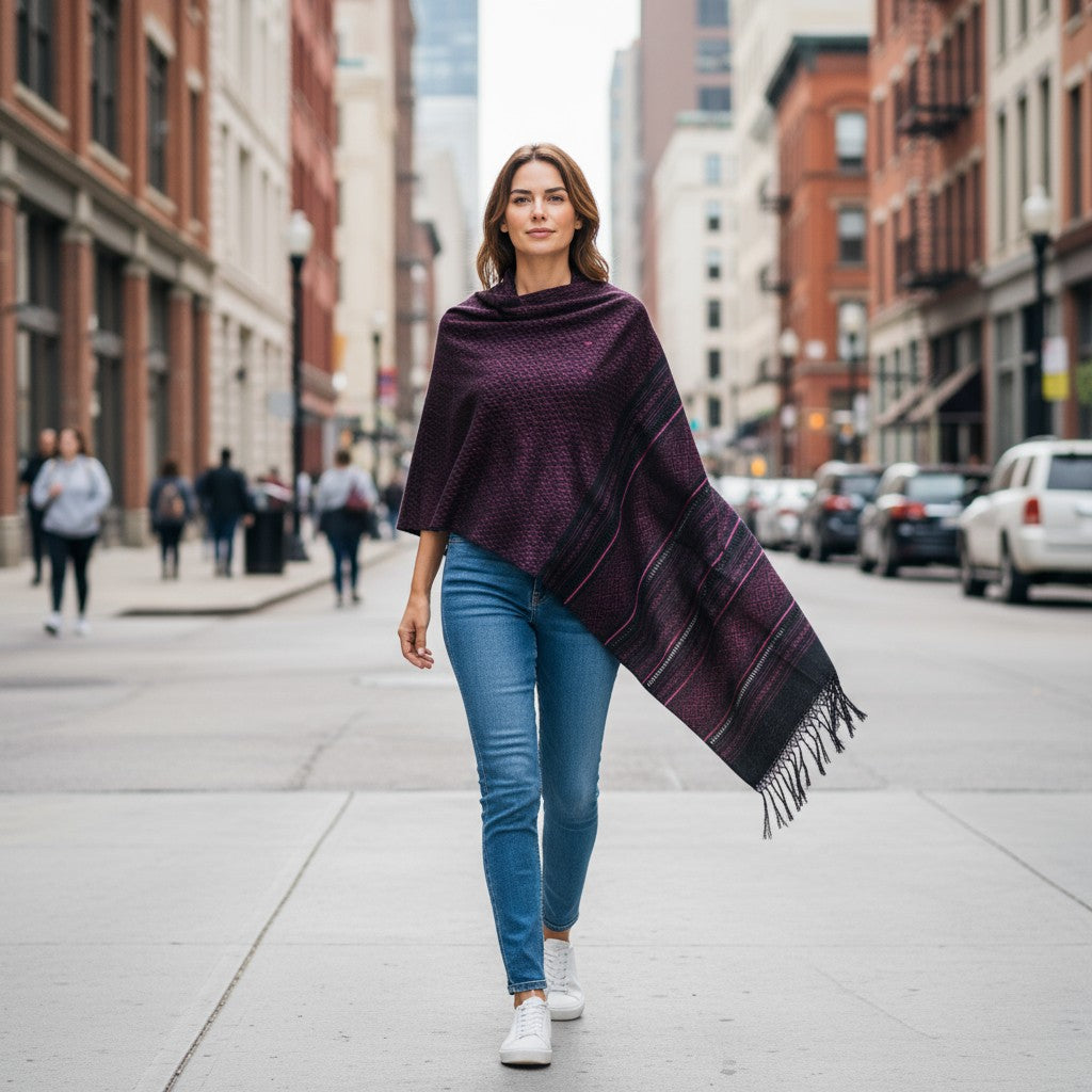 Diamond Weave Handwoven Rebozo Shawl