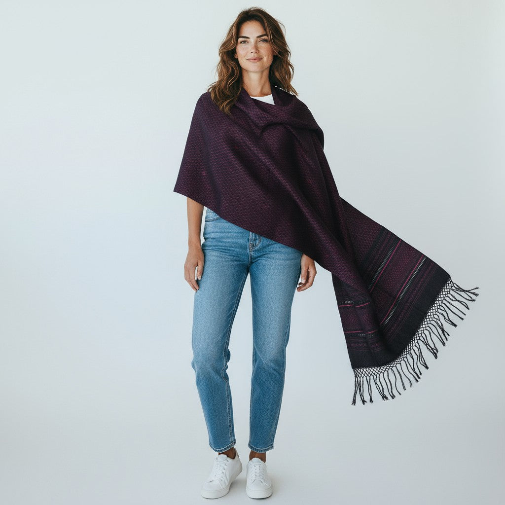 Diamond Weave Handwoven Rebozo Shawl