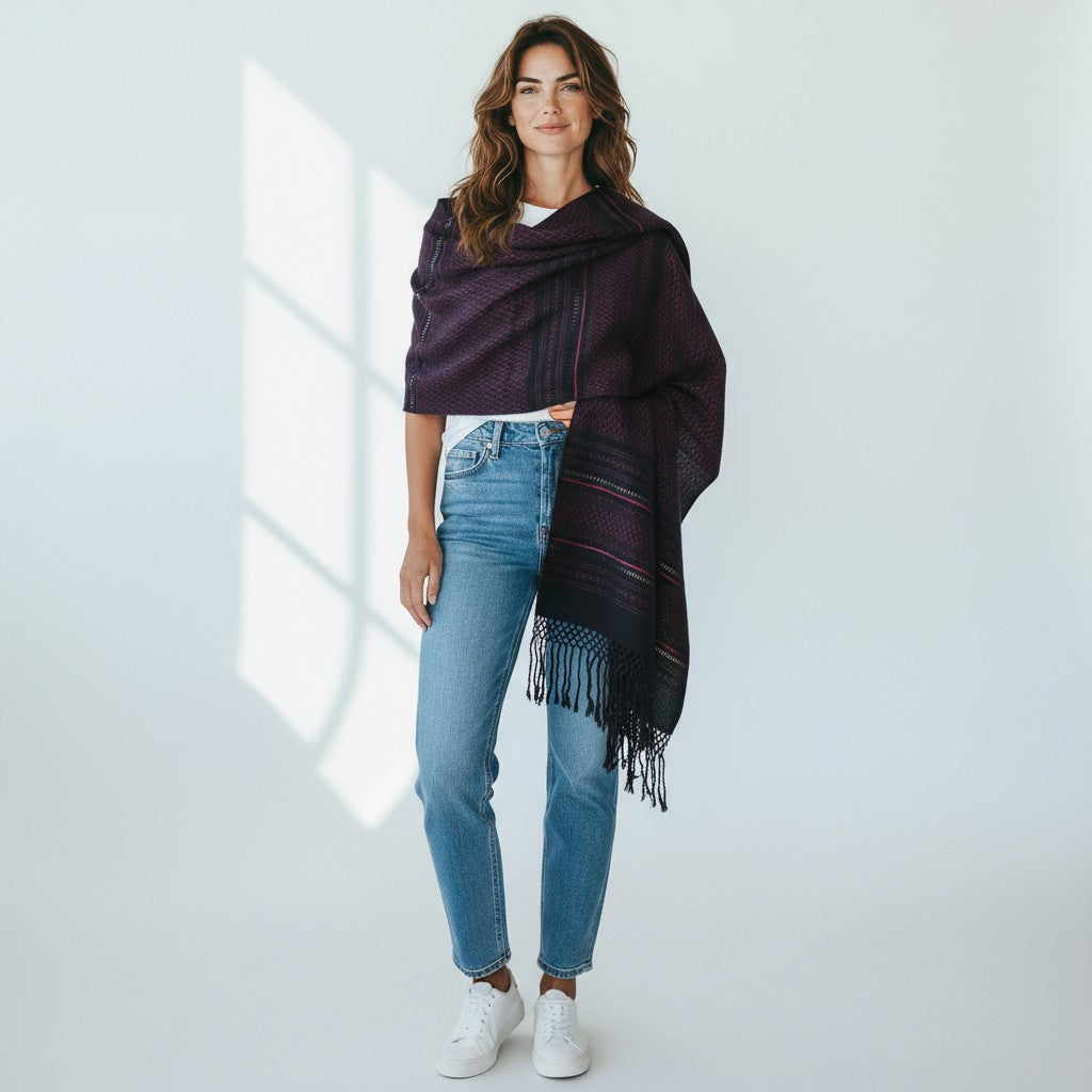 Diamond Weave Handwoven Rebozo Shawl