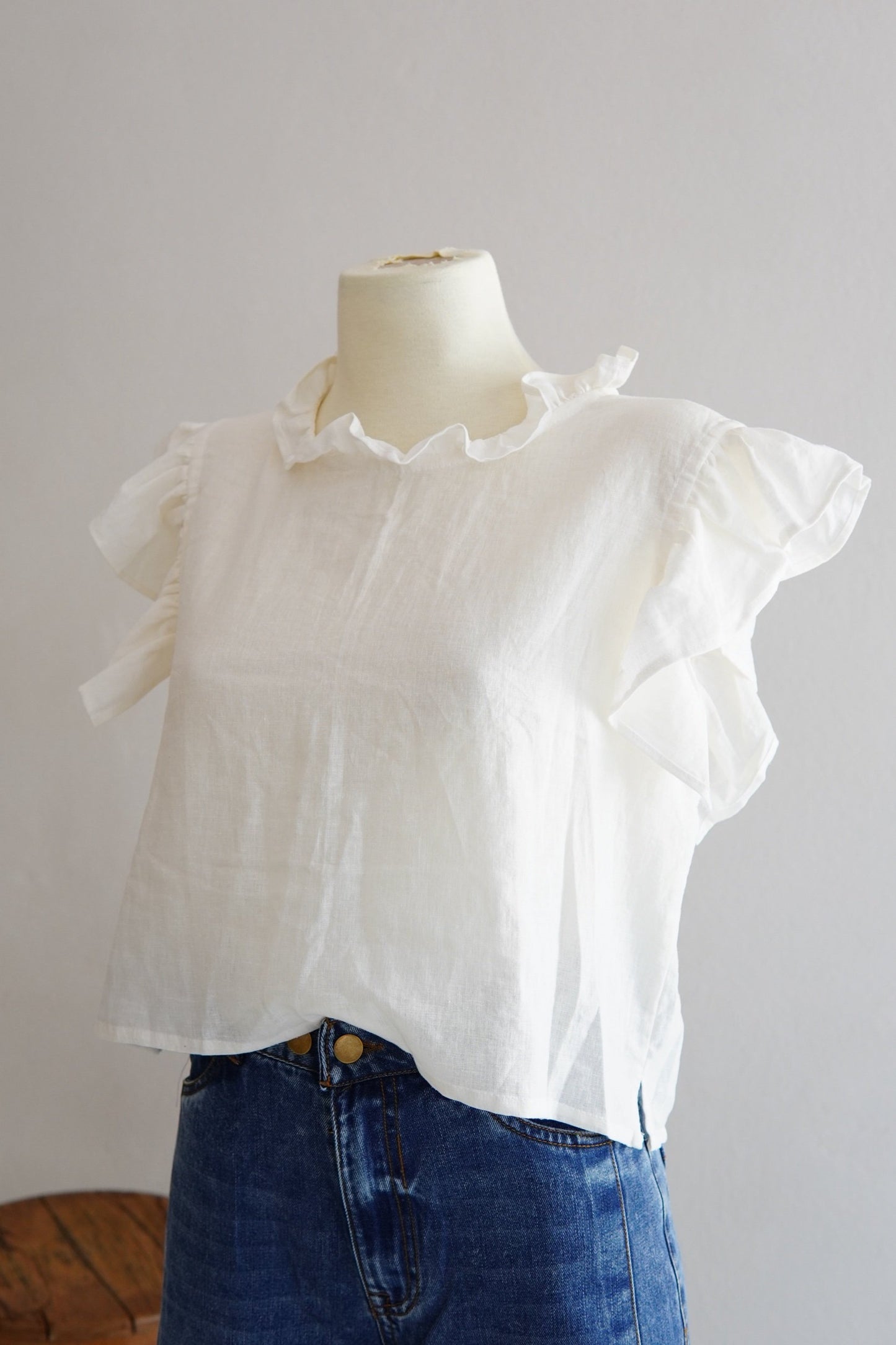 Bohemian Reversible Linen Ruffle Top