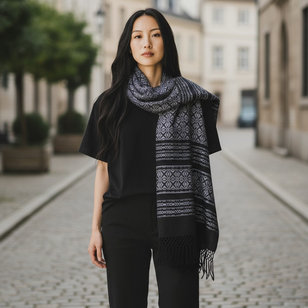 Floral Handwoven Cotton Rebozo Shawl