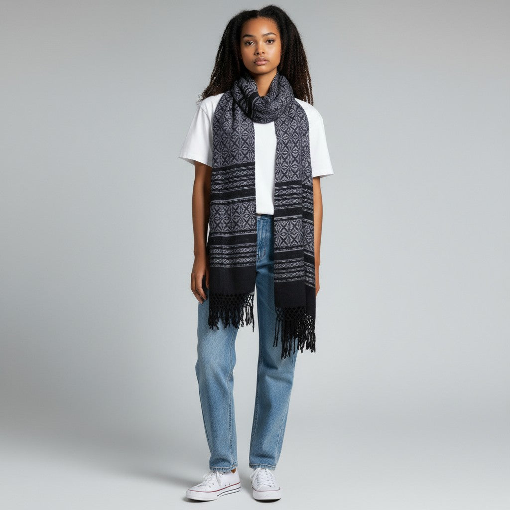 Floral Handwoven Cotton Rebozo Shawl