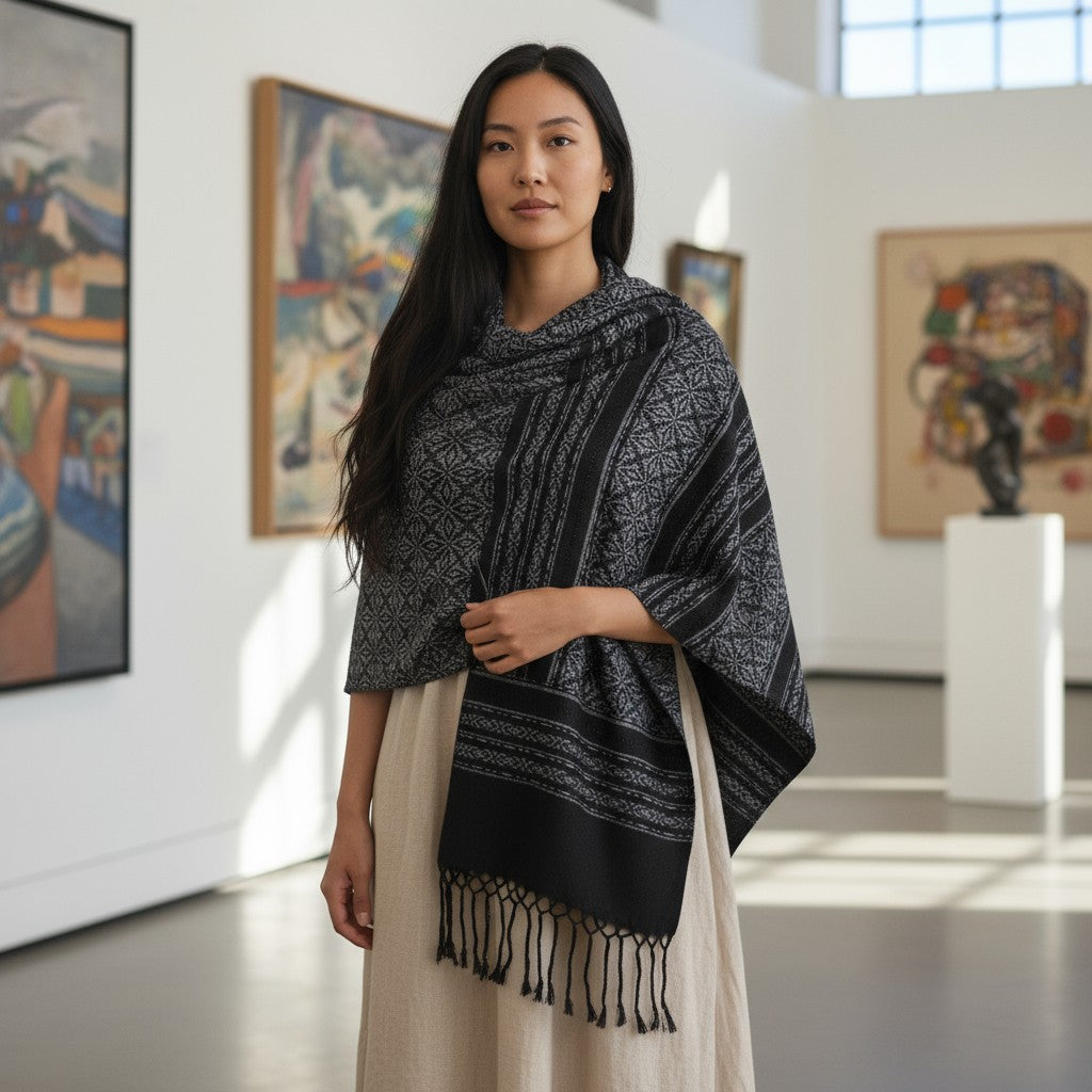 Floral Handwoven Cotton Rebozo Shawl