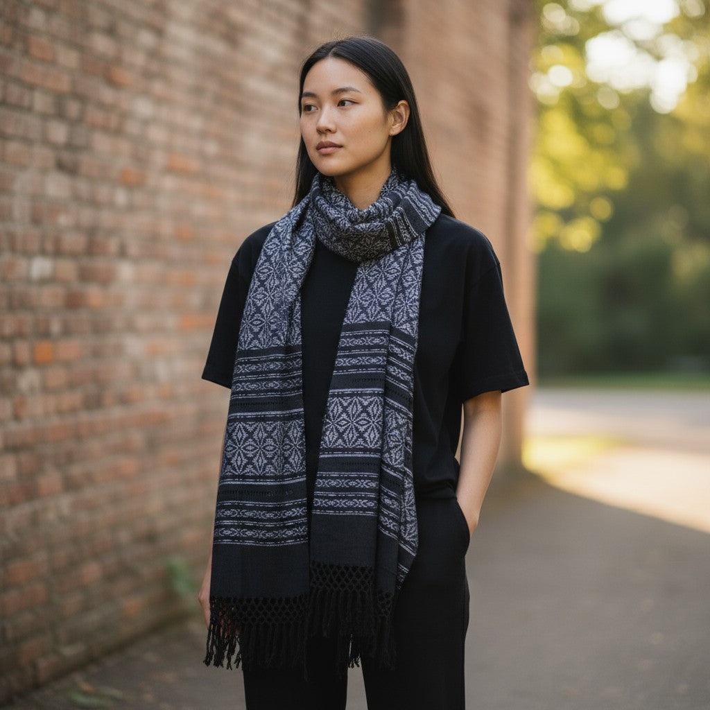 Floral Handwoven Cotton Rebozo Shawl