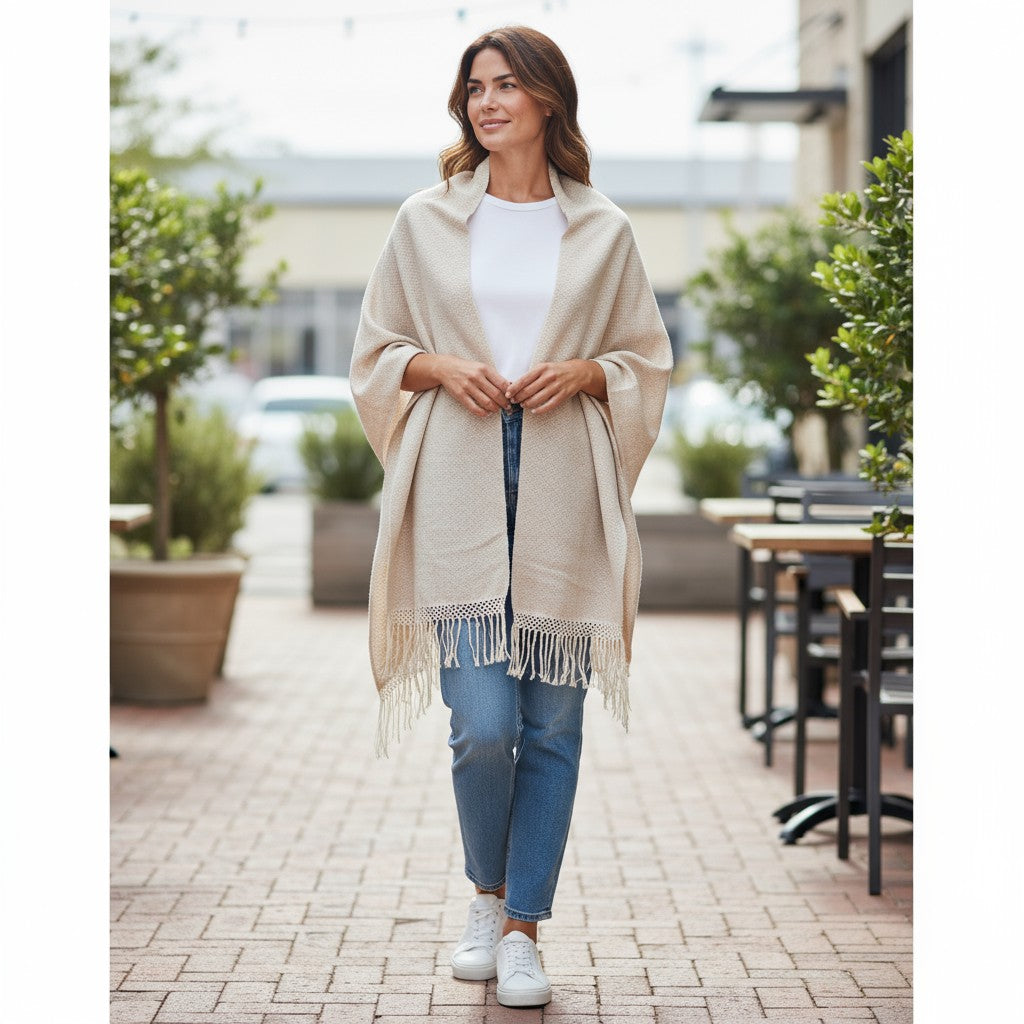 Geometric Diamond Handwoven Cotton Shawl