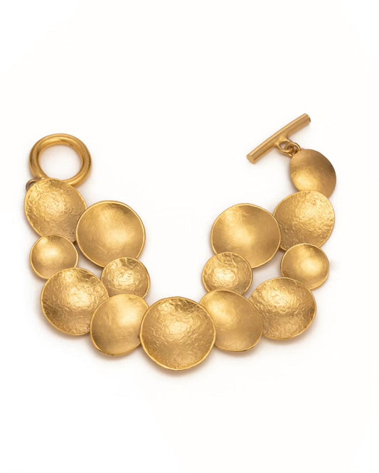 Sculptural Gold or Silver Disc Bracelet –