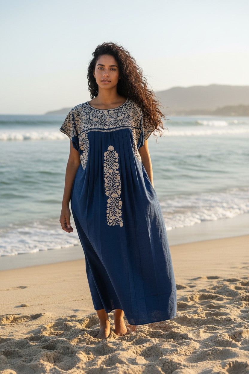 Hand-embroidered Oaxaca Maxi Dress