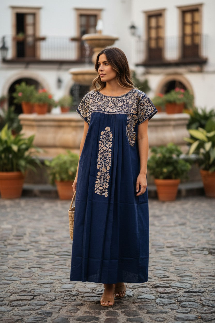 Hand-embroidered Oaxaca Maxi Dress