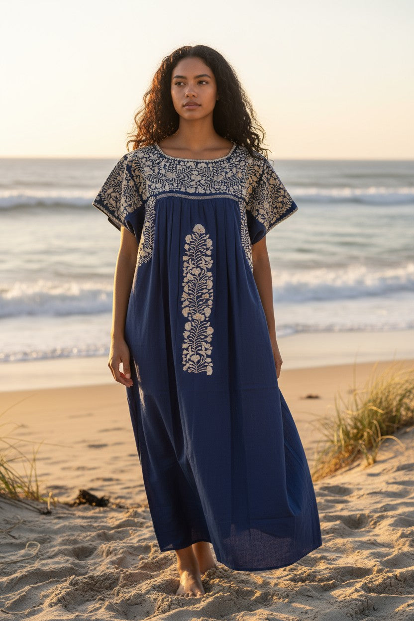 Hand-embroidered Oaxaca Maxi Dress