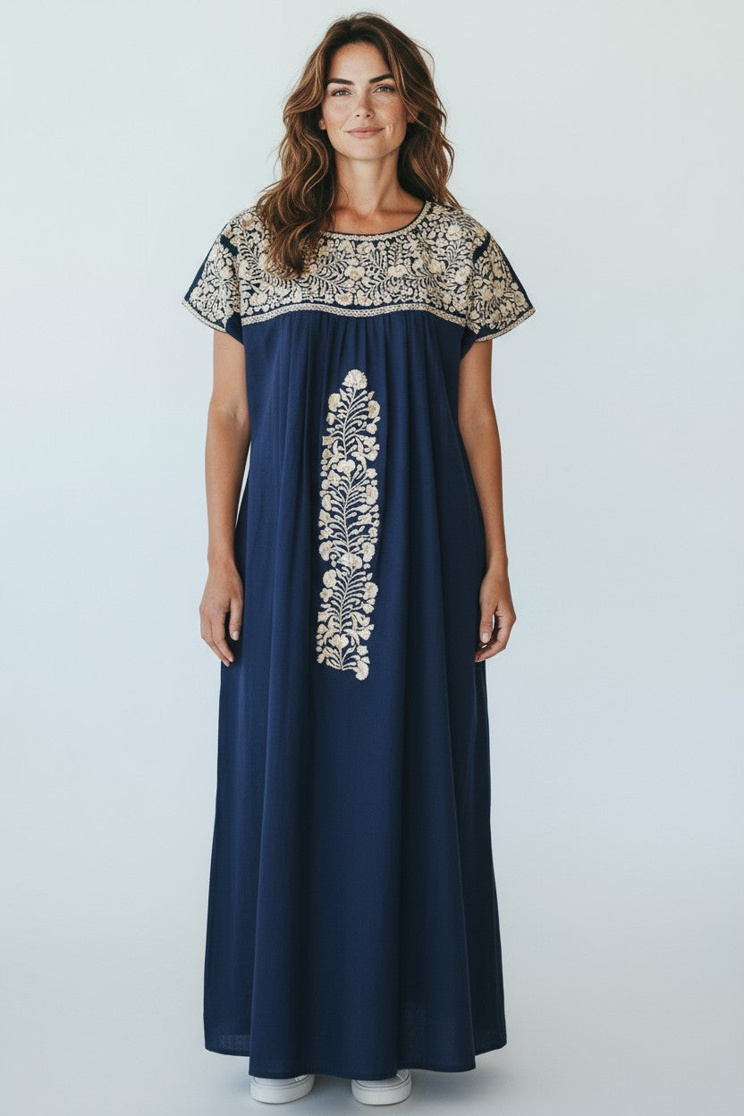 Hand-embroidered Oaxaca Maxi Dress