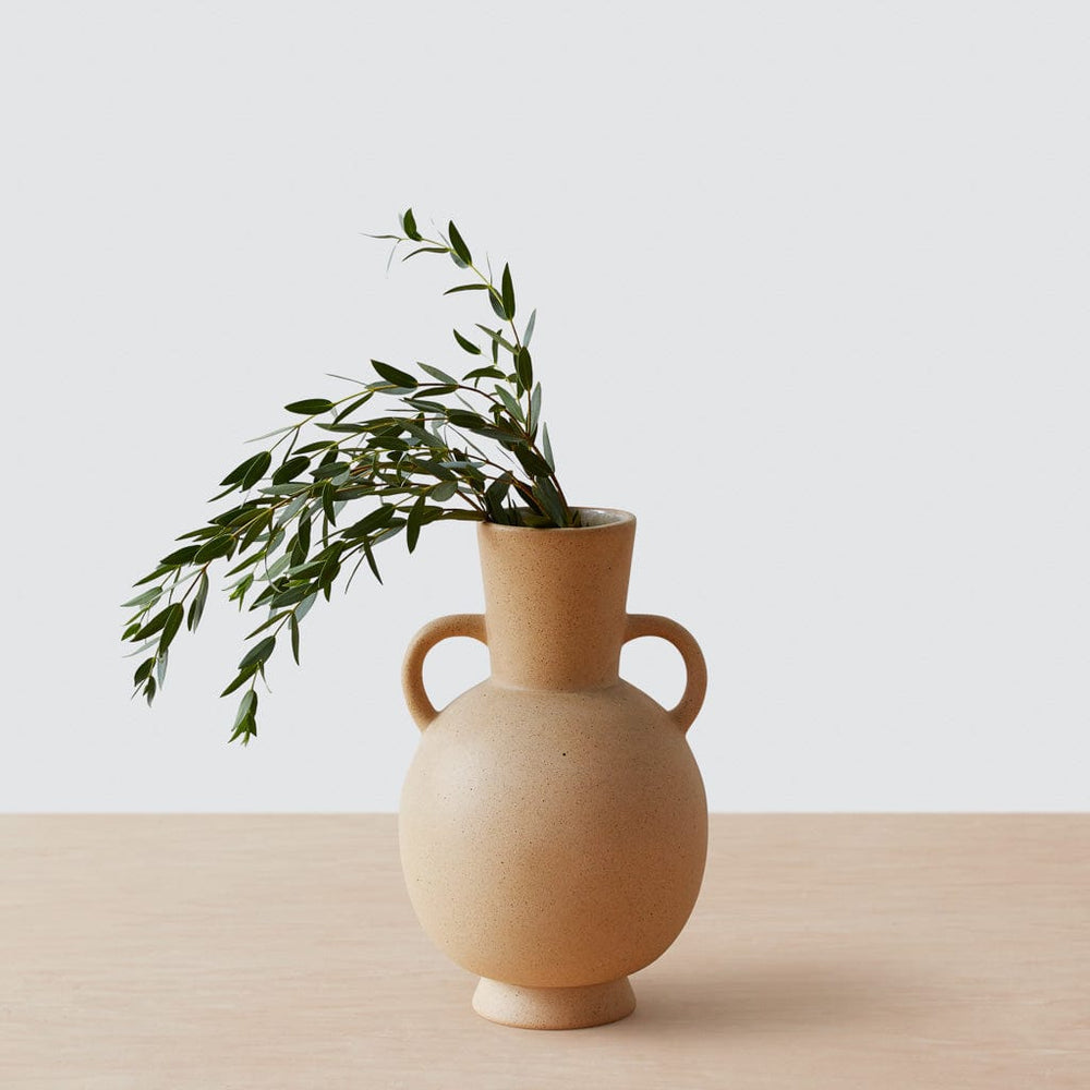 Handcrafted Sand Ceramic Vase with Handles