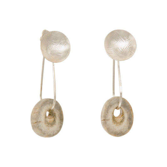 Handcrafted deer horn drop earrings with gold or silver plating, sculptural artisan design