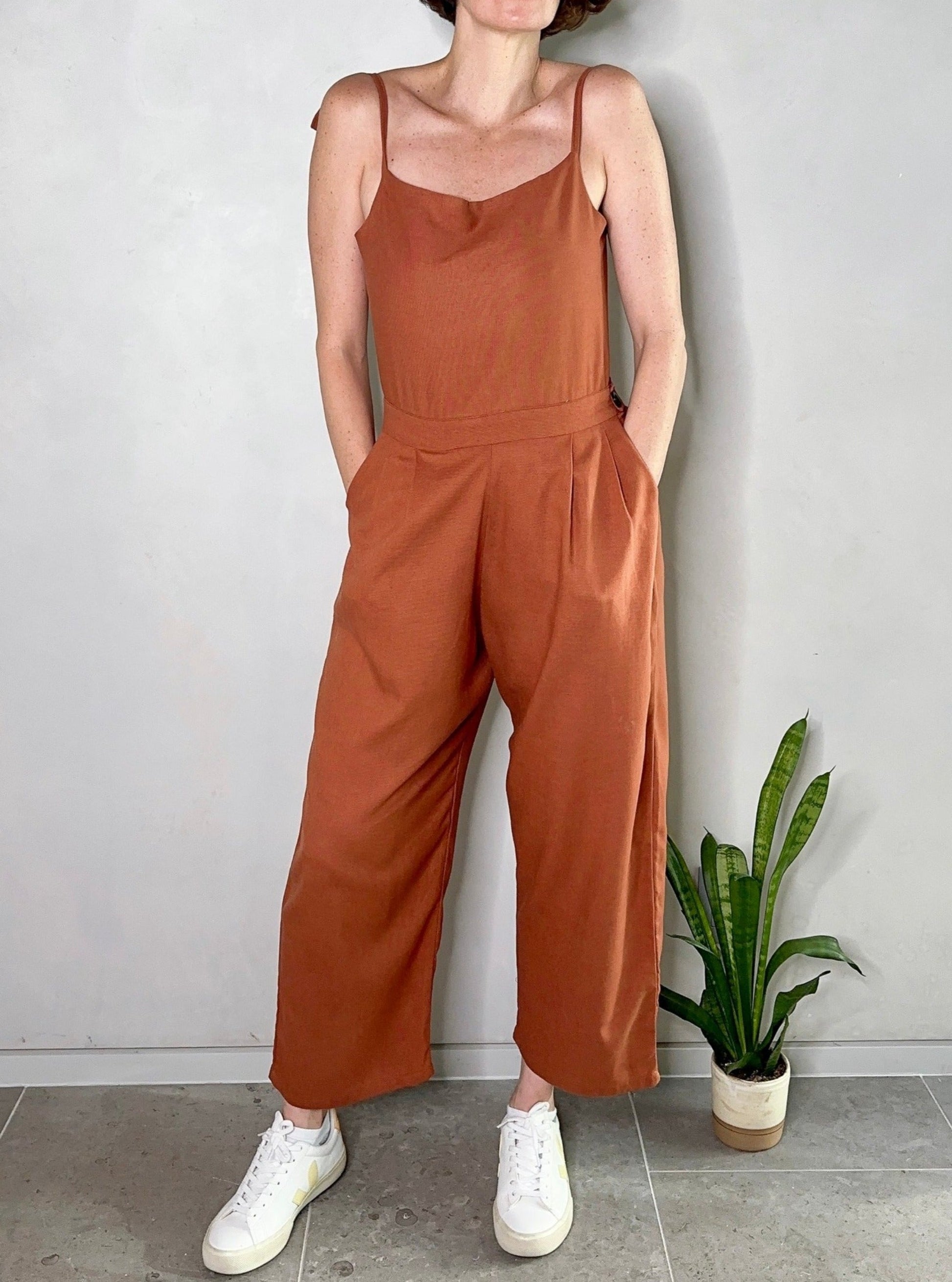Terracota Cotton Linen Jumpsuit
