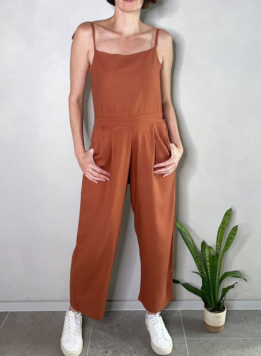 Terracota Cotton Linen Jumpsuit