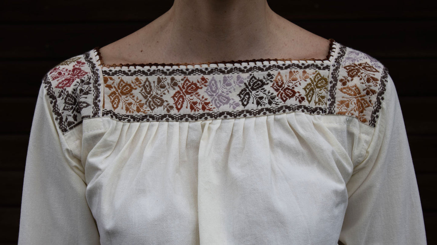 Handmade Traditional Floral Embroidered Mexican Blouse