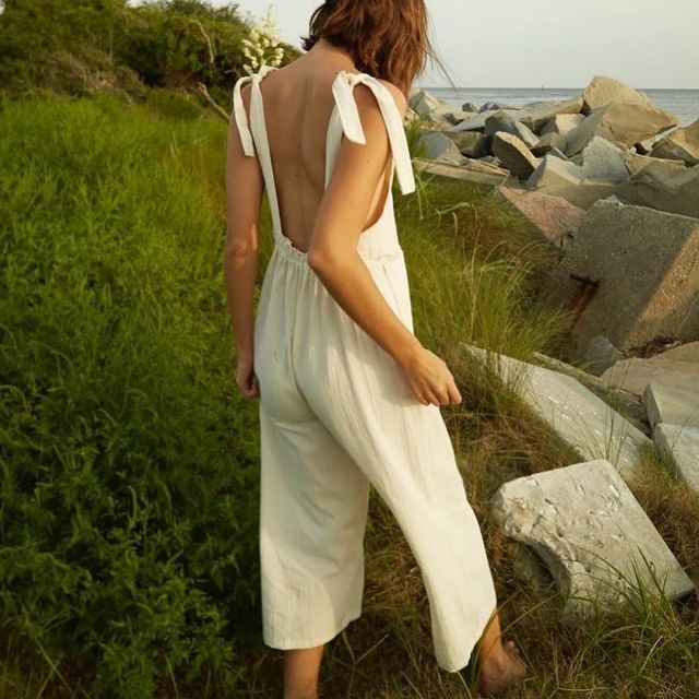 Bohemian Open-Back Linen Jumpsuit