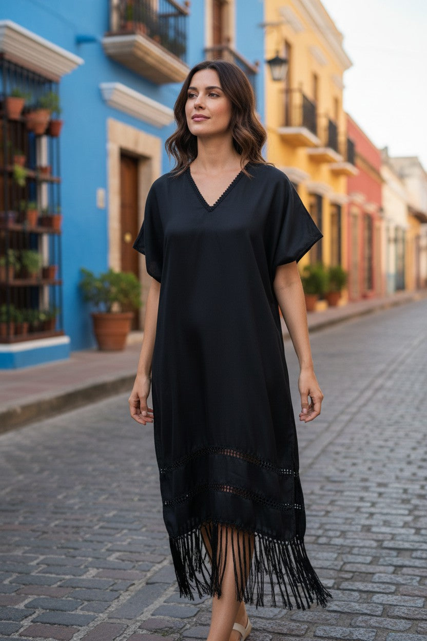 Handwoven Silk Cotton Kaftan Dress