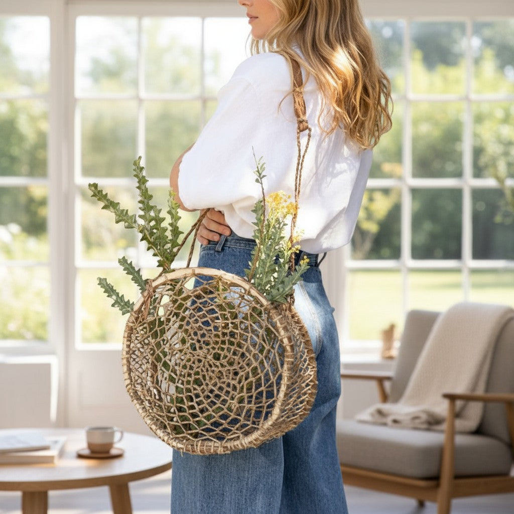 Handwoven Circular Jonote Basket Bag