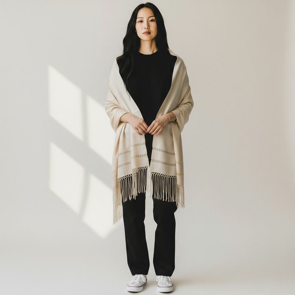 Handwoven Silk Blend Rebozo Shawl