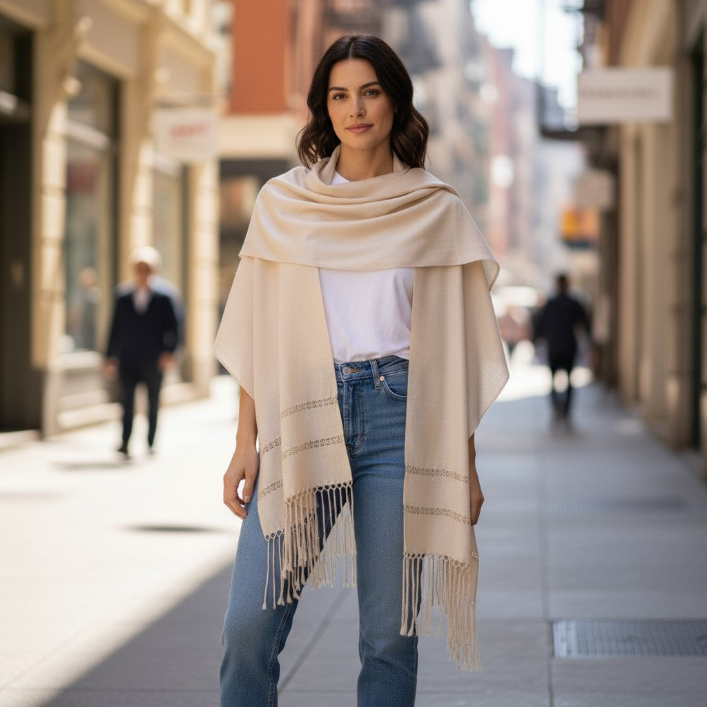 Handwoven Silk Blend Rebozo Shawl