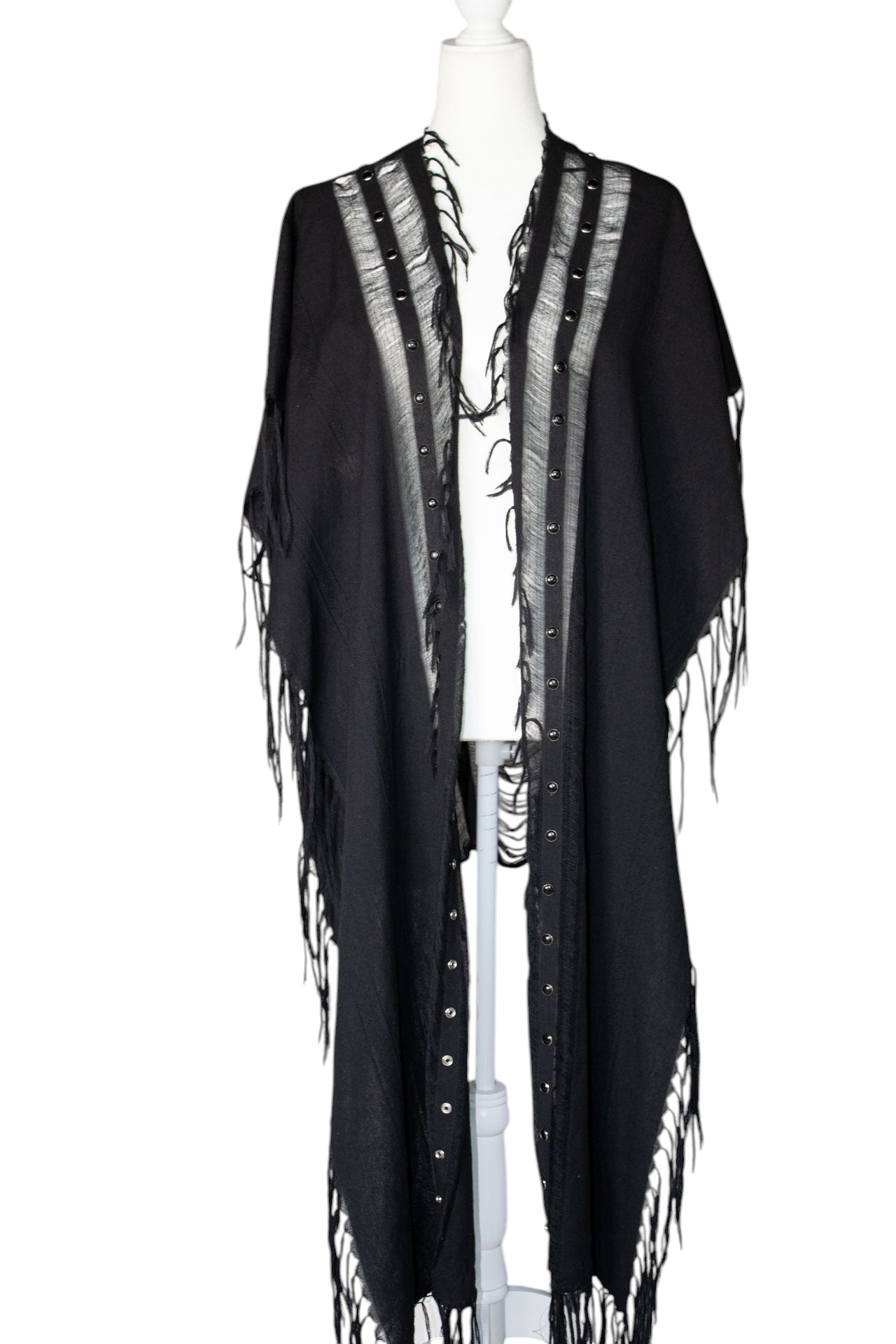 Black Studded Handwoven Poncho