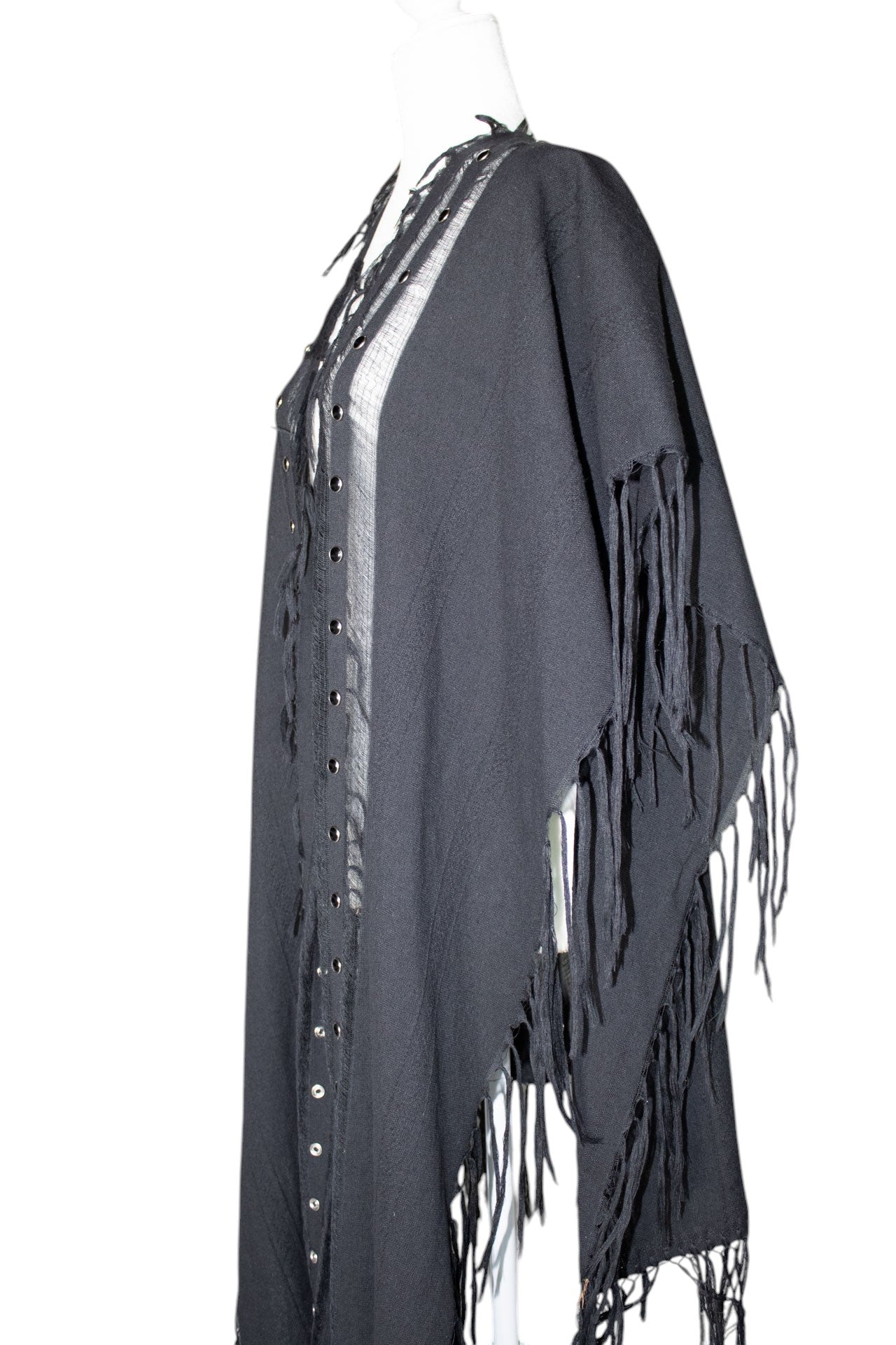 Black Studded Handwoven Poncho