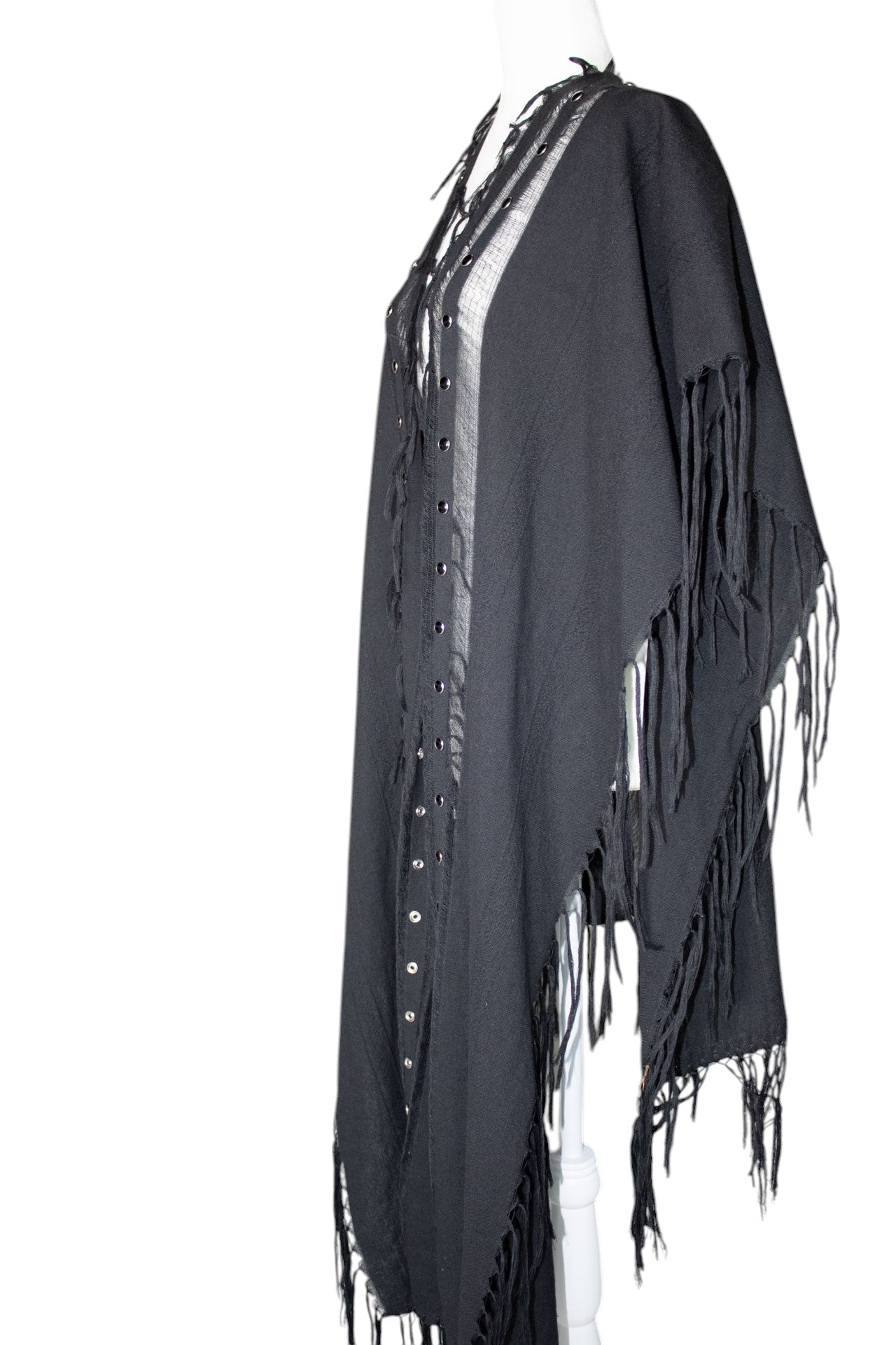 Black Studded Handwoven Poncho