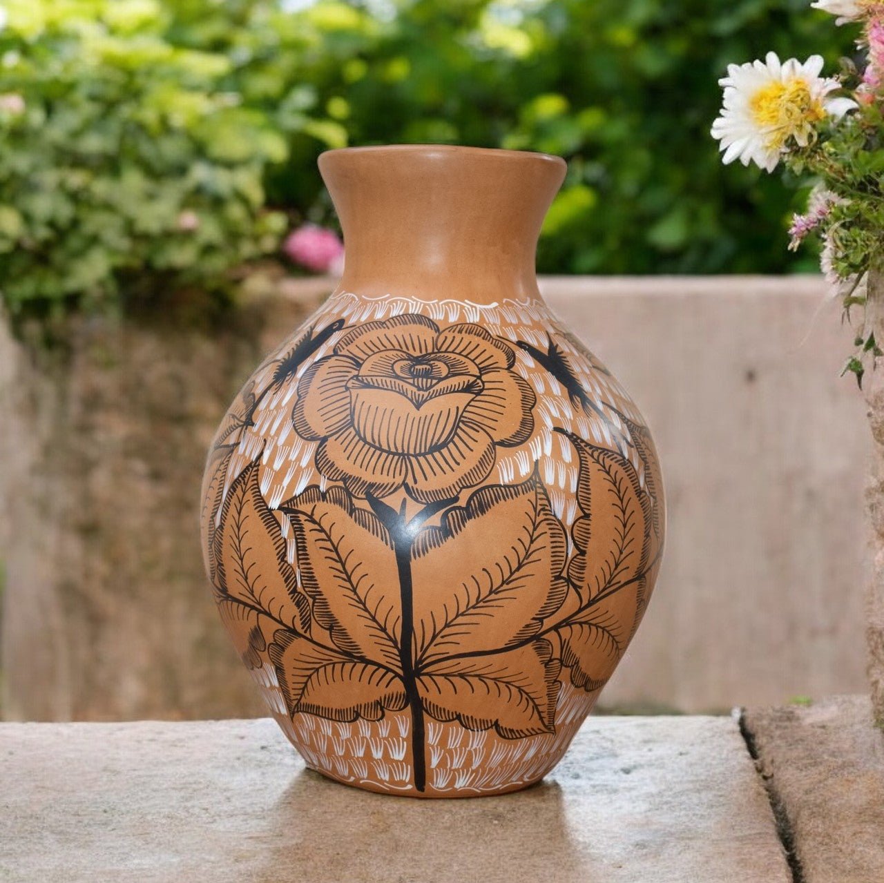 Terracotta Ceramic Floral Pottery Vase