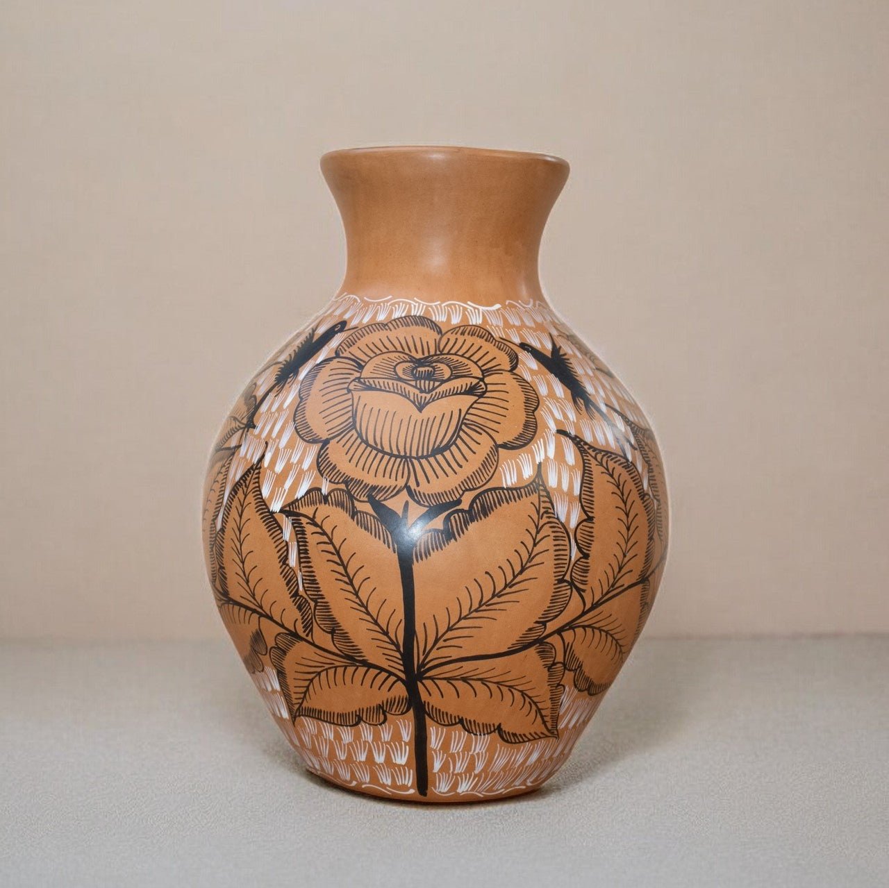 Terracotta Ceramic Floral Pottery Vase