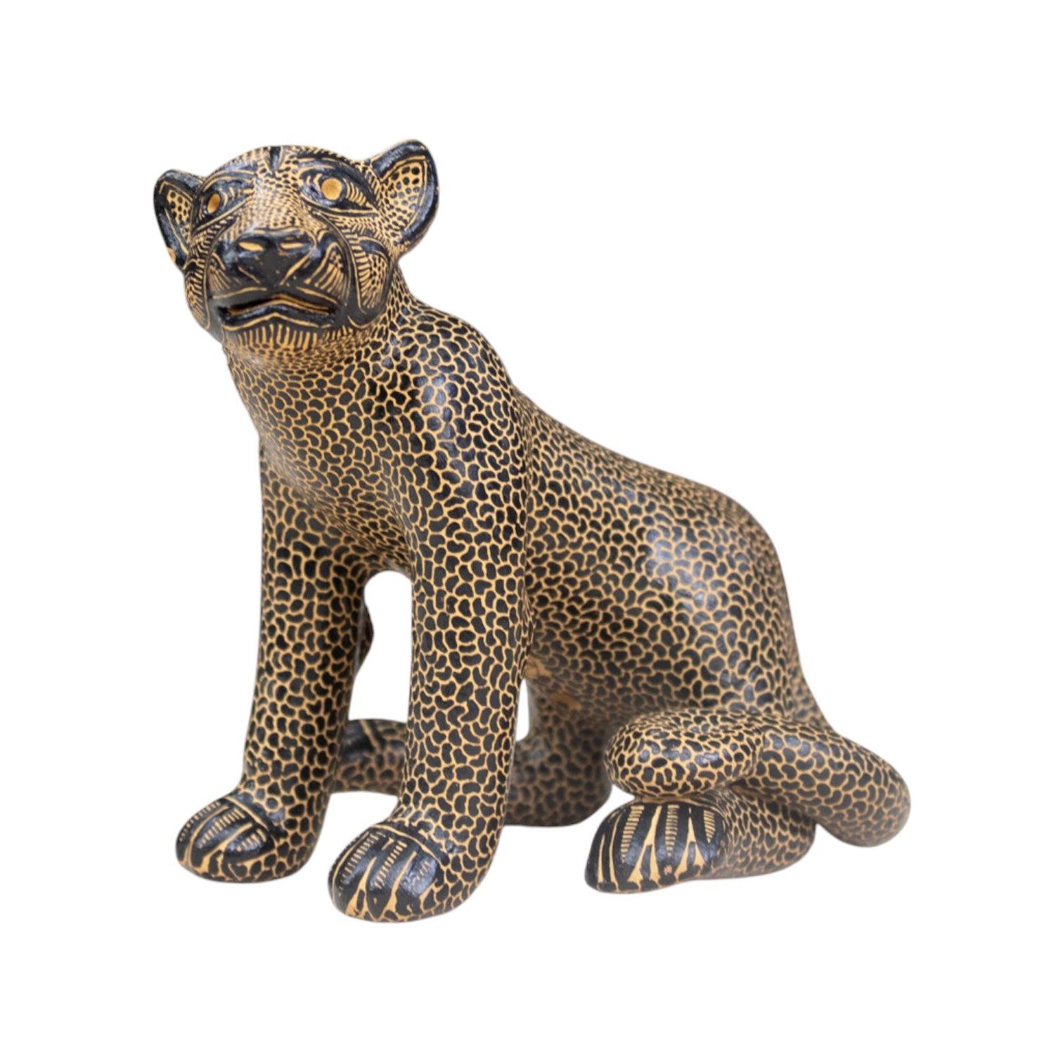  Pottery Mayan Jaguar Handcrafted Mexican Clay Figurine