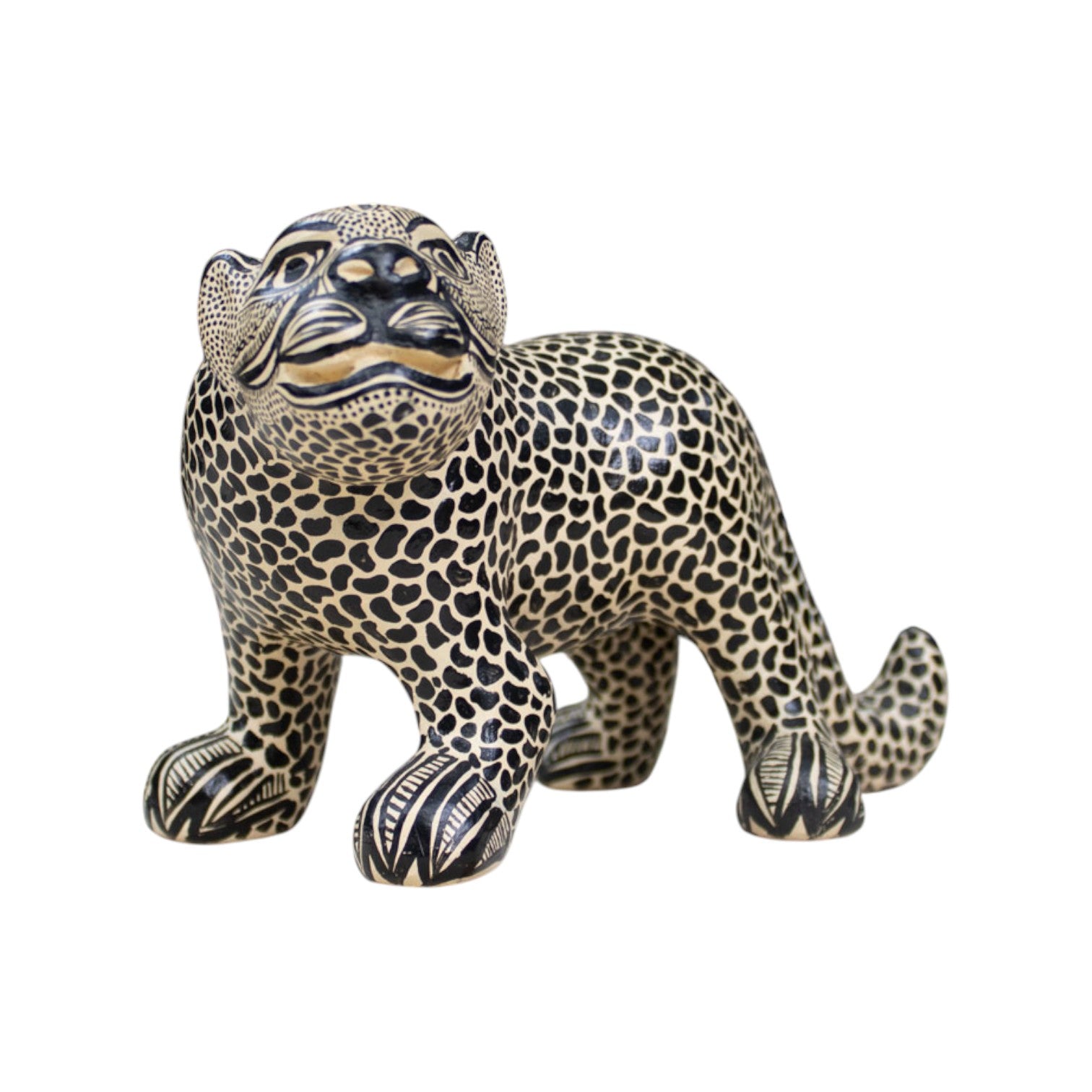 Pottery Mayan Jaguar Handcrafted Mexican Clay Figurine