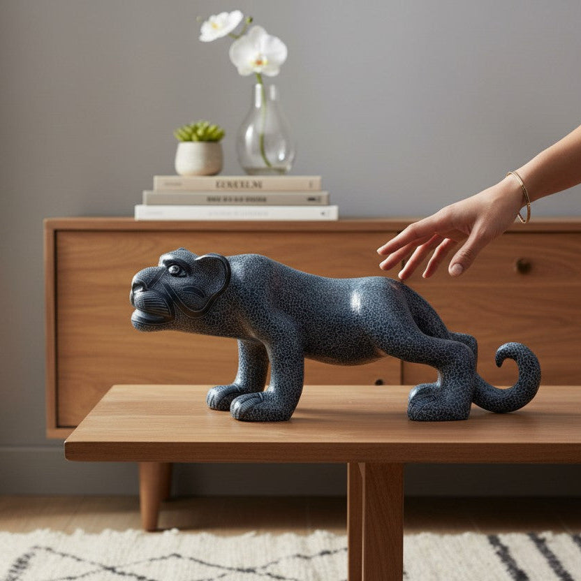 Standing Clay Mayan Jaguar Sculpture – Large