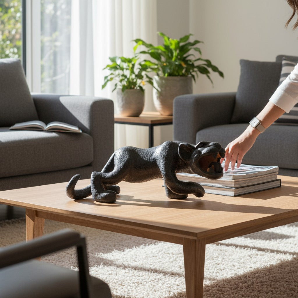 Standing Clay Mayan Jaguar Sculpture – Large