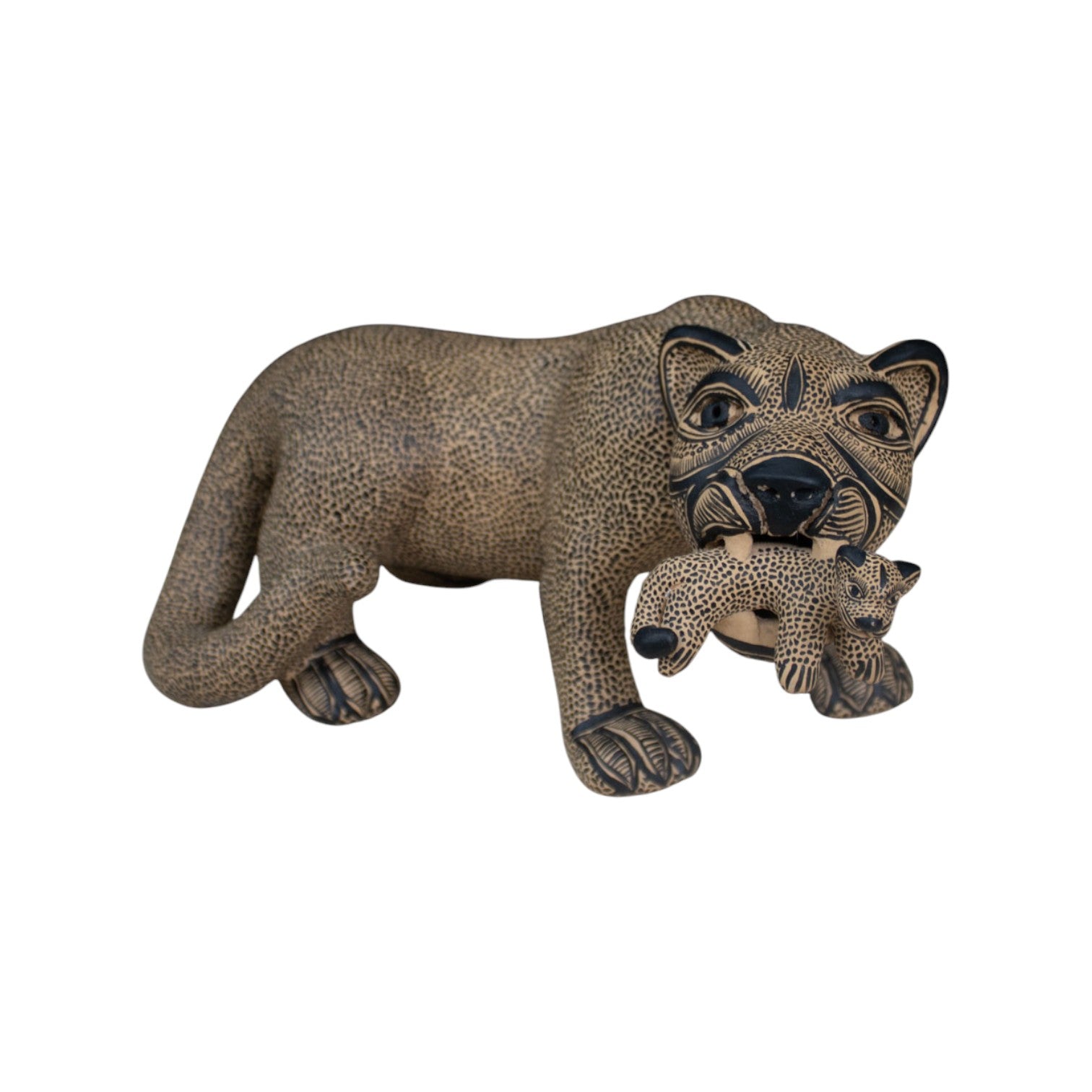 Large Pottery Clay Mayan Jaguar Handcrafted Mexican Decor